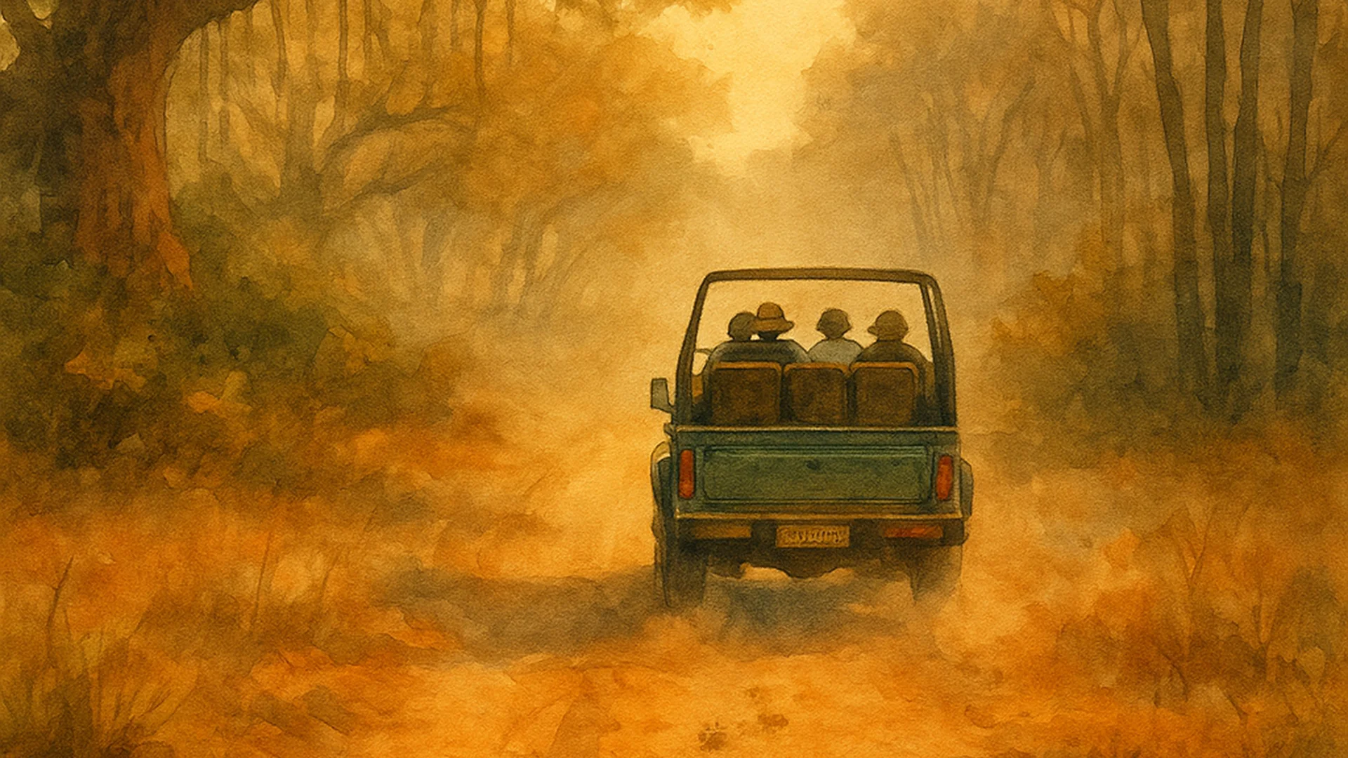 Safari jeep on track